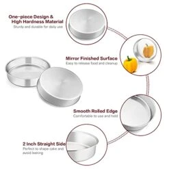 6 Inch Cake Pan, Round Cake Pan Tier Baking Pans Set Stainless Steel, Fit In Pot Pressure Cooker Air Fryer, Healthy & Toxic Free, Mirror Finish & Heavy Duty, Oven & Dishwasher Safe - Set Of 3