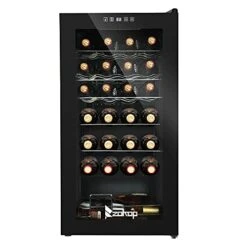 28 Bottle Compressor Wine Cooler Refrigerator, 32.7" Large Freestanding Wine Cellar Rapiding Cooling For Red Wine & Drink, Upgrade Compressor & Tempered Glass Door With Safety Lock Home Bar