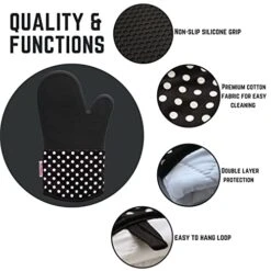 Silicone Oven Mitts, 12-inch Long Flexible Textured Grip Kitchen Mittens, Washable Insulated Oven Mitts Heat Resistant 500°F, Non Slip 2 Piece Oven Mitt Set For Cooking & Baking (Black) 14 Silicone Oven Mitts, 12-inch Long Flexible Textured Grip Kitchen Mittens, Washable Insulated Oven Mitts Heat Resistant 500°F, Non Slip 2 Piece Oven Mitt Set For Cooking & Baking (Black) -Wilton Shop 41uEcOYMt3L