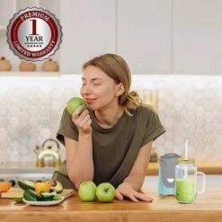 Vente Electric Personal Portable Blender, 18 Ounce Drink Mixer, Frozen Margarita, Shake & Smoothie Maker, Glass Jar With Stainless Steel Blades And 300-Watt Base, Compact BPA-Free, Turquoise BLH1002T -Wilton Shop 41uHgVM5RBL