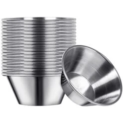 18 Pack Stainless Steel Condiment Sauce Cups Great For Dipping And Portion Cups, 1.5 Oz