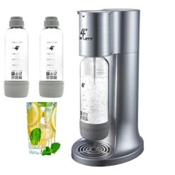 4° Sparkling Water Maker, Soda Maker Machine For Home Or Office, With 3×1.0L BPA-free Sparkling Water Bottle, Compatible With Any Screw-in 60L CO2 Carbonator(NOT Included)(Silver)