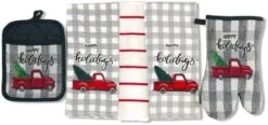 Winter Bear Christmas Kitchen Towel And Pot Holder Set: Traditional Red Black Check With Beary Christmas Patch -Wilton Shop 41ugZkLfw5L. AC