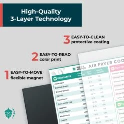 & Pepper Magnetic Air Fryer Temperature Chart & Cheat Sheet Set | Quick Reference Guide With Cook Time, Temperature Setting, Internal Food Temp For Almost 90 Popular Air Fryer Foods -Wilton Shop 41urMpYEpGL