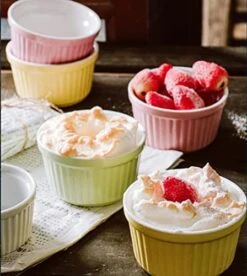 6 Oz Creme Brulee Ramekins 8 Set Oven Safe For Baking, Souffle, Ice Cream, Pudding, Lava Cake Ceramic Stackable Small Bowls -Wilton Shop 41us65pIa0L