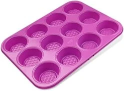Muffin Tin With Structure, Baking Tray For 12 Muffins, Super Non-Stick Traybake, Coated Cake Tin, Loaf And Muffin Mould, Bakeware, Dimensions: 35.5 X 27 X 3 Cm, Colour: Bright Pink -Wilton Shop 41uwEMsvncS. AC