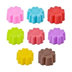10 Pieces Silicone Muffin Baking Cups, Sunflower Shape Cupcake Baking Cups Set Non Stick Cupcake Liners Reusable Bread Pie Flan Tart Molds For Making Cupcakes Muffin Chocolate (Random Colors)