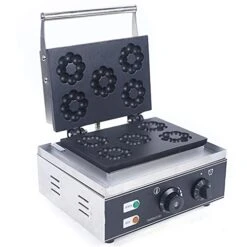 Ommercial Non-stick Plum Shortbread Waffle Donut Machine Plum Flower 5 Holes Double-Sided Electric Doughnut Maker (5Pcs Plum Shortbread)