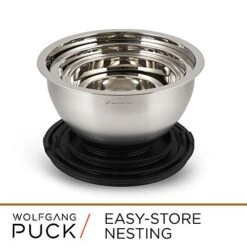 12-Piece Stainless Steel Mixing Bowl Set, Silicone Grip Bottom, Multifunction Lid With 3 Interchangeable Blades, Oven Safe, Easy-Store Nesting Design, Colander, 4 Bowls With Lids -Wilton Shop 41vC5mcXHbL