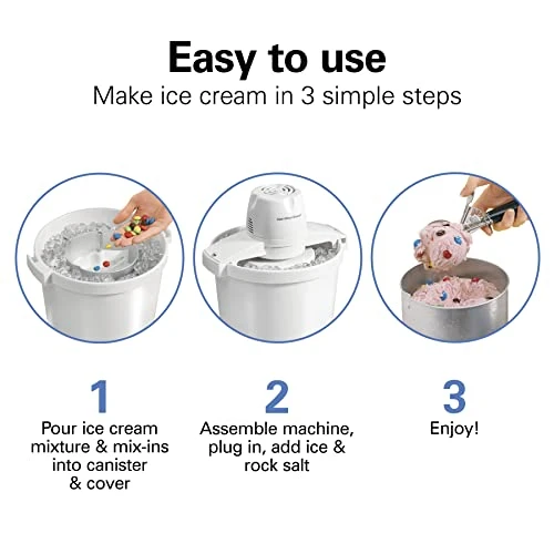 Hamilton Beach Electric Automatic Ice Cream Maker & Frozen Yogurt Machine, Makes Custard, Sorbet, Gelato And Sherbet, 4 Quart, White 5 Hamilton Beach Electric Automatic Ice Cream Maker & Frozen Yogurt Machine, Makes Custard, Sorbet, Gelato And Sherbet, 4 Quart, White - Image 3