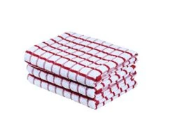 Kitchen Towels Red/White Set Of 3 Terry Kitchen Towels 100% Cotton Ultra Soft Size 20X30 Inches Highly Absorbent Over Sized Kitchen Towels With Hanging Loop Kitchen Towels