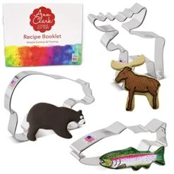 Mountain Wildlife Cookie Cutters 3-Pc Set Made In USA By Ann Clark, Bear, Moose, Fish