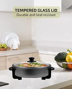 12-Inch Nonstick Electric Skillet - Aluminum Coated Grill Pan & Glass Lid Cover -Wilton Shop 41vMVdNpTKL