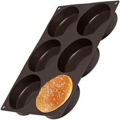 Lurch Germany Flexiform Non Stick Silicone Hamburger Bun Baking Pan | Perfect Mold For Little Cakes Or Bread | 6 Cavities For Burger Buns - Brown (Ø 3" Buns) 16 Lurch Germany Flexiform Non Stick Silicone Hamburger Bun Baking Pan | Perfect Mold For Little Cakes Or Bread | 6 Cavities For Burger Buns - Brown (Ø 3" Buns) -Wilton Shop 41vUWGoB 8L. AC 1