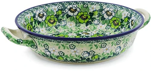 Medium Round Baker With Handles Made By Ceramika Artystyczna (Good Luck Pansy Theme) Signature UNIKAT + Certificate Of Authenticity 3 Medium Round Baker With Handles Made By Ceramika Artystyczna (Good Luck Pansy Theme) Signature UNIKAT + Certificate Of Authenticity