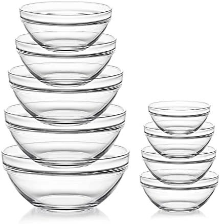Glass Mixing Bowls Set(set Of 9),Nesting Bowls For Space Saving Storage,Great For Cooking,Baking,Prepping,Stackable Bowl Set 7 Glass Mixing Bowls Set(set Of 9),Nesting Bowls For Space Saving Storage,Great For Cooking,Baking,Prepping,Stackable Bowl Set - Image 5