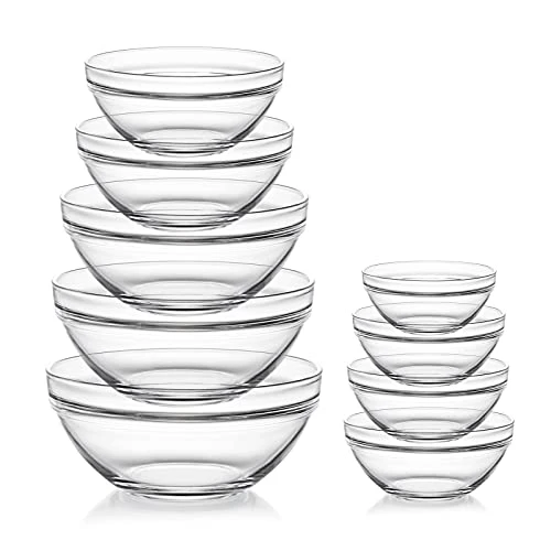 Glass Mixing Bowls Set(set Of 9),Nesting Bowls For Space Saving Storage,Great For Cooking,Baking,Prepping,Stackable Bowl Set 3 Glass Mixing Bowls Set(set Of 9),Nesting Bowls For Space Saving Storage,Great For Cooking,Baking,Prepping,Stackable Bowl Set
