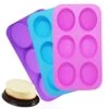 3 Packs Silicone 6 Cavities Oval Shape Cake Mold, FindTop Homemade Craft Soap Mold Cake Mold For Cake Baking Tart Pudding Cookie Making- Pink, Purple, Blue -Wilton Shop 41vhVn8YxBL