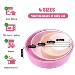 Round Cake Pans - Silicone Mold Baking Set Of 4, Nonstick Quick Release Bakeware Pan For Cheesecake, Rainbow Cakes And Chocolate Cakes - 4" 6" 8" 9" Dishwasher Safe -Wilton Shop 41vwCiatnkL