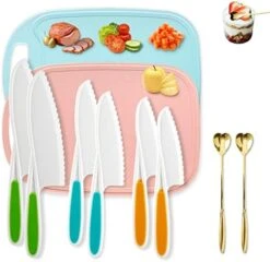 Kids Safe Knifes,Children's Nylon Knives Set Silicone Firm Real Fit Toddler Love Spoon Beginners Friendly Reusable Peeler Fruit Board Sturdy Childrens Cooking Year Old Age Suitable Salad 4Pack Color -Wilton Shop 41vz12rz1hL. AC