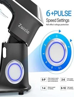 3-IN-1 Stand Mixer, 660W Mixers Kitchen Electric Stand Mixer Include 8.5QT Bowl, Dough Hook, Beater, Whisk & Splash Guard, 6-Speed Dough Mixer For Most Home Cooks (Black) -Wilton Shop 41vzR7JoRyL