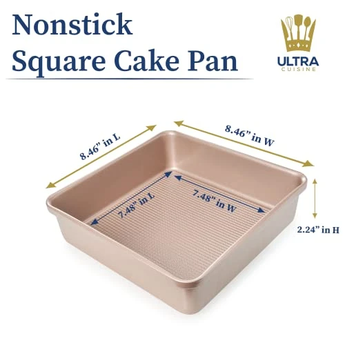 Nonstick Square Cake Pan, Even Baking And Roasting, Easy To Clean, Durable Quality, Warp & Scratch Resistant Texture For Easy Release, Food-Safe, Size 8 X 8 Inch 4 Nonstick Square Cake Pan, Even Baking And Roasting, Easy To Clean, Durable Quality, Warp & Scratch Resistant Texture For Easy Release, Food-Safe, Size 8 X 8 Inch - Image 2