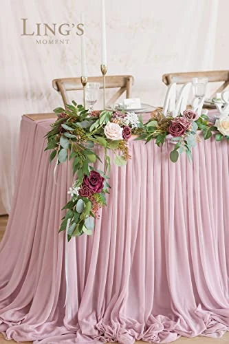 9FT Table Skirt Extra Long Sheer Tablecloth For Backyard Wedding Sweetheart Table Main Table Birthday Party Cake Table Decoration 4 9FT Table Skirt Extra Long Sheer Tablecloth For Backyard Wedding Sweetheart Table Main Table Birthday Party Cake Table Decoration - Image 2
