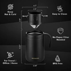 16oz Camping Coffee Maker Pour Over Coffee Maker Set With Stainless Steel Coffee Mug + Collapsible Pour Over Coffee Filter - For Travel Camping Offices Backpacking -Wilton Shop 41wCwVUM1VL