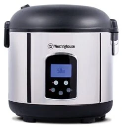 Westinghouse Rice Cooker, Hot Cereal Oatmeal Cooker, Food Steamer, 20 Cup, Stainless Steel And Black