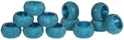 Sequin Beaded Napkin Rings Set, Blue Napkin Ring Set Of 12, Beaded Napkin Holders, Perfect For Christmas, New Year Party, Events, Everyday Use, Family Dinners, Holidays- Navy Multi -Wilton Shop 41wL8S8wf5L. AC