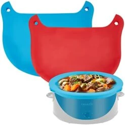 2 Pack Silicone Slow Cooker Liners Fits For 7-8 QT Crockpot, Reusable Silicone Slow Cooker Liners, Safe Silicone Crockpot Liners (Blue 1pc + Red 1pc) -Wilton Shop 41wNeK16MkL. AC