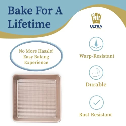 Nonstick Square Cake Pan, Even Baking And Roasting, Easy To Clean, Durable Quality, Warp & Scratch Resistant Texture For Easy Release, Food-Safe, Size 8 X 8 Inch 7 Nonstick Square Cake Pan, Even Baking And Roasting, Easy To Clean, Durable Quality, Warp & Scratch Resistant Texture For Easy Release, Food-Safe, Size 8 X 8 Inch - Image 5
