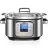 Low Cooker, HOUSNAT 10 In 1 Programmable Cooker, 6Qt Stainless Steel, Rice Cooker, Yogurt Maker, Delay Start, Steaming Rack And Glass Lid, Adjustable Temp&Time For Slow Cook With Digital Timer -Wilton Shop 41wT9ZvhIVL