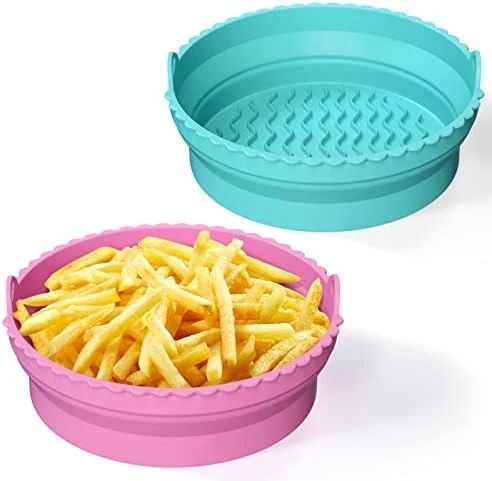 Silicone Air Fryer Liners, 2 Pack Foldable Air Fryer Pot Reusable 8.5" Food Safe Air Fryer Silicone Basket Easy Clean Air Fryer Accessories For 5Qt / Bigger Air Fryers (8.5 Inch, Pink+Green) 8 Silicone Air Fryer Liners, 2 Pack Foldable Air Fryer Pot Reusable 8.5" Food Safe Air Fryer Silicone Basket Easy Clean Air Fryer Accessories For 5Qt / Bigger Air Fryers (8.5 Inch, Pink+Green) - Image 6