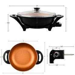 13" Nonstick Electric Skillet - For Fry Bake Steam Simmer (5Qt, Copper) -Wilton Shop 41wbocEuEkL