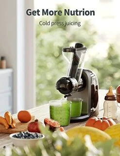 Slow Juicer Machines Vegetable And Fruit, 3”Extra Large Chute With Quiet Motor & Reverse Function, Cold Press Juicer 200W Power, BPA-Free & 2 Heat-Resistant Glasses In Jet Black -Wilton Shop 41x5K5a0aRL