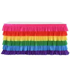 Tutu Table Skirt For Rectangle Or Round Table, Tulle Table Skirt For Mermaid, Birthday Party Supplies, Baby Shower, Friendsgiving, Holiday, Wedding Decoration Rainbow L72in×H30in(6ft)
