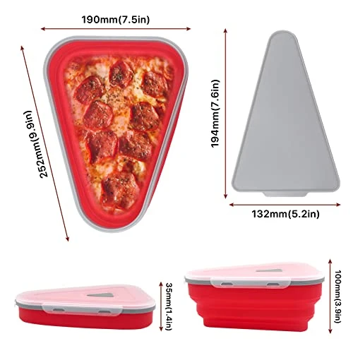 GENERIC Pizza Storage Container,Expandable Red Pizza Slice Container With 5 Microwavable Serving Trays,Reusable Pizza Keeper Of Leftover Pizza 4 GENERIC Pizza Storage Container,Expandable Red Pizza Slice Container With 5 Microwavable Serving Trays,Reusable Pizza Keeper Of Leftover Pizza - Image 2