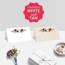 Floral Place Cards 3.5" X 2" (Set Of 50) Blank For Name Food Table Setting Dinner Party Seating Wedding Reception Buffet Tent Style Rustic Red Roses On White - Made In USA -Wilton Shop 41xQHW06j0L