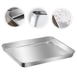 Fruits Roasting Storage Daily Plate Barbecue Steamed Meal Serving Stainless Toaster Square Large Food Jelly For Service Pasta Multi-function Kitchen Baking Flat Platter Rice Use -Wilton Shop 41xX6SnH4TL