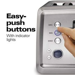 Hamilton Beach 4 Slice Toaster With Extra-Wide Slots, Bagel Setting, Toast Boost, Slide-Out Crumb Tray, Auto-Shutoff & Cancel Button, Digital With Defrost Function, Stainless Steel (24796) -Wilton Shop 41xpMv2rPWL