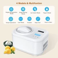 1 Quart Automatic Ice Cream Maker With Compressor, No Pre-freezing, 4 Modes Frozen Yogurt Machine With LCD Display & Timer, Electric Sorbet Maker Gelato Maker, Keep Cool Function -Wilton Shop 41xrkuf0yoL