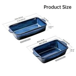 Casserole Baking Dish Set - Ceramic Lasagna Loaf Pans, Oven Safe Rectangular Bakerware Set With Handle For Kitchen Cooking, Bread, Brownies, Banquet And Dinner 11 X 7'' - 2 Piece, Blue 10 Casserole Baking Dish Set - Ceramic Lasagna Loaf Pans, Oven Safe Rectangular Bakerware Set With Handle For Kitchen Cooking, Bread, Brownies, Banquet And Dinner 11 X 7'' - 2 Piece, Blue -Wilton Shop 41xscwjNCgL