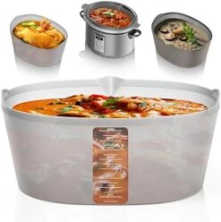 ™, Silicone Crock Pot Liners Reusable Insert, Fit 6QT Oval & Round Slow Cooker Divider Liner, Premium Food-Safe Silicone (Grey) -Wilton Shop 41y8faHacSL. AC