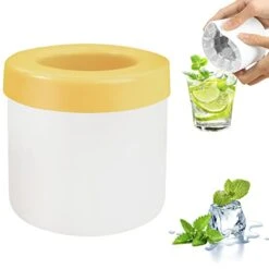 Cylinder Silicone Ice Cube Mold, New 3D Ice Cubes Maker, Decompress Ice Lattice, Press-Type Easy-Release Ice Cup (Yellow-white)