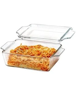 Mini-1 QT Rectangular Glass Casserole Dish With Glass Lid, (Single Serving) Glass Bakeware With Lid Glass Microwave Casserole Dish Lidded Small Casserole Dish