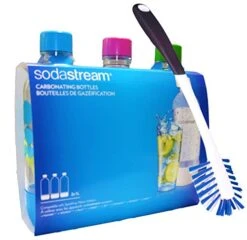 Stream 3 Pack Original Sodastream Reusable Sparkling Water Carbonating Bottles 1L 1 Liter Bundle With Kidscare 14 Inch Bottle Cleaning Brush
