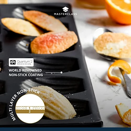 KCMCHB66 Madeleine Tray With PFOA Free Non Stick, Robust 1mm Carbon Steel, 12 Hole Cake Mould, Grey 5 KCMCHB66 Madeleine Tray With PFOA Free Non Stick, Robust 1mm Carbon Steel, 12 Hole Cake Mould, Grey - Image 3