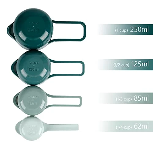 8 Pack Classic Nesting Mixing Bowl Set With 4 Measuring Cups, Mixing Bowls With Pour Spouts And Handles(Green) 6 8 Pack Classic Nesting Mixing Bowl Set With 4 Measuring Cups, Mixing Bowls With Pour Spouts And Handles(Green) - Image 4
