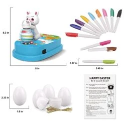 Easter Egg Decorating Kit, Bunny Easter Egg Spinner, Easter Crafts Easter Eggs Decoration Machine With 12 Dying Markers 30 Plastic Fake Eggs And Slings, Kids Easter Basket Stuffers Gifts -Wilton Shop 41yyFYlNjZL